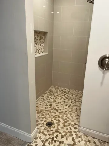a bathroom with a shower