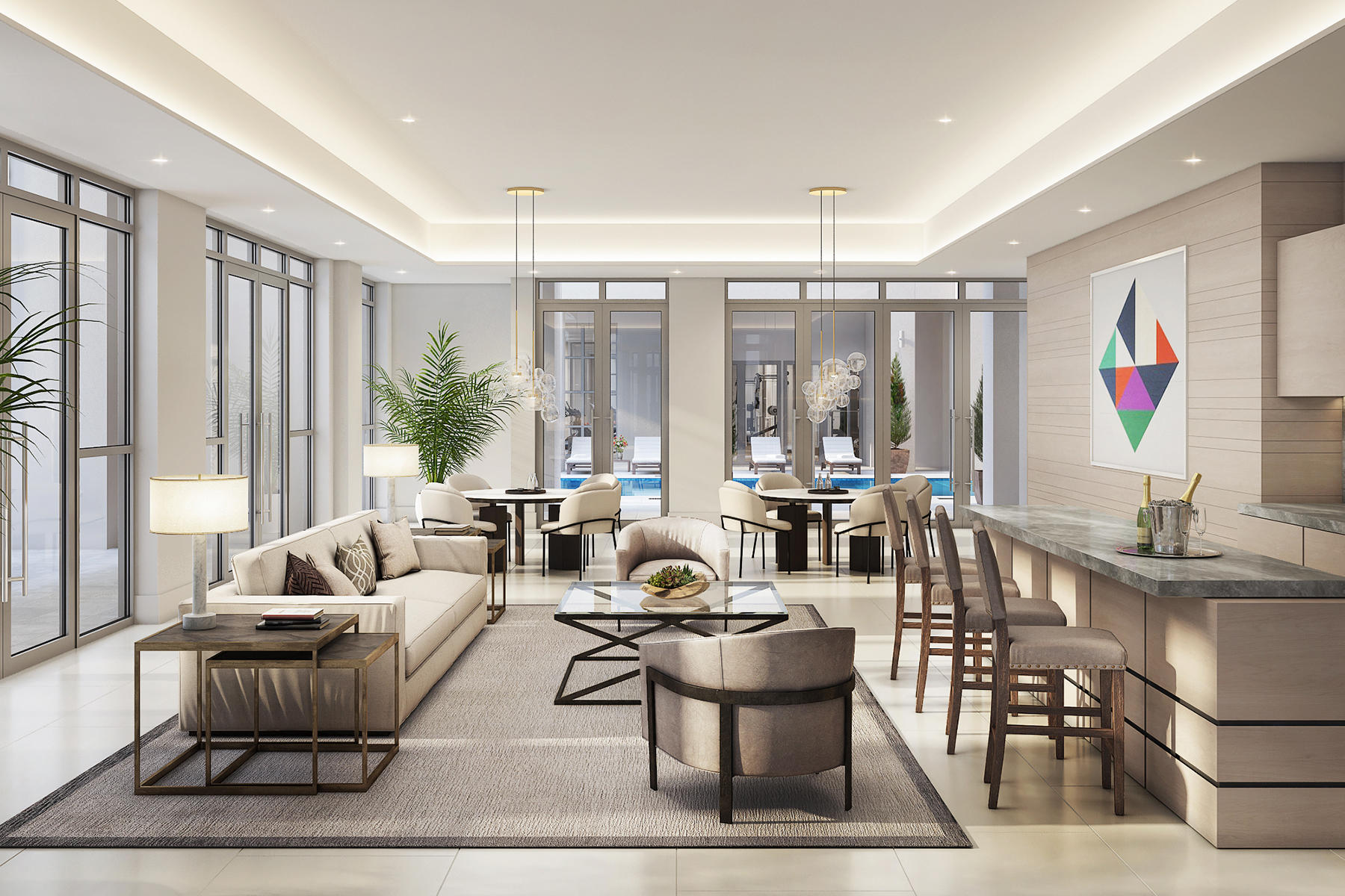 475 East Royal Palm Road, Unit PH Boca Raton, FL 33432 - Photo 11 of 13 a living room with fireplace furniture and a large window