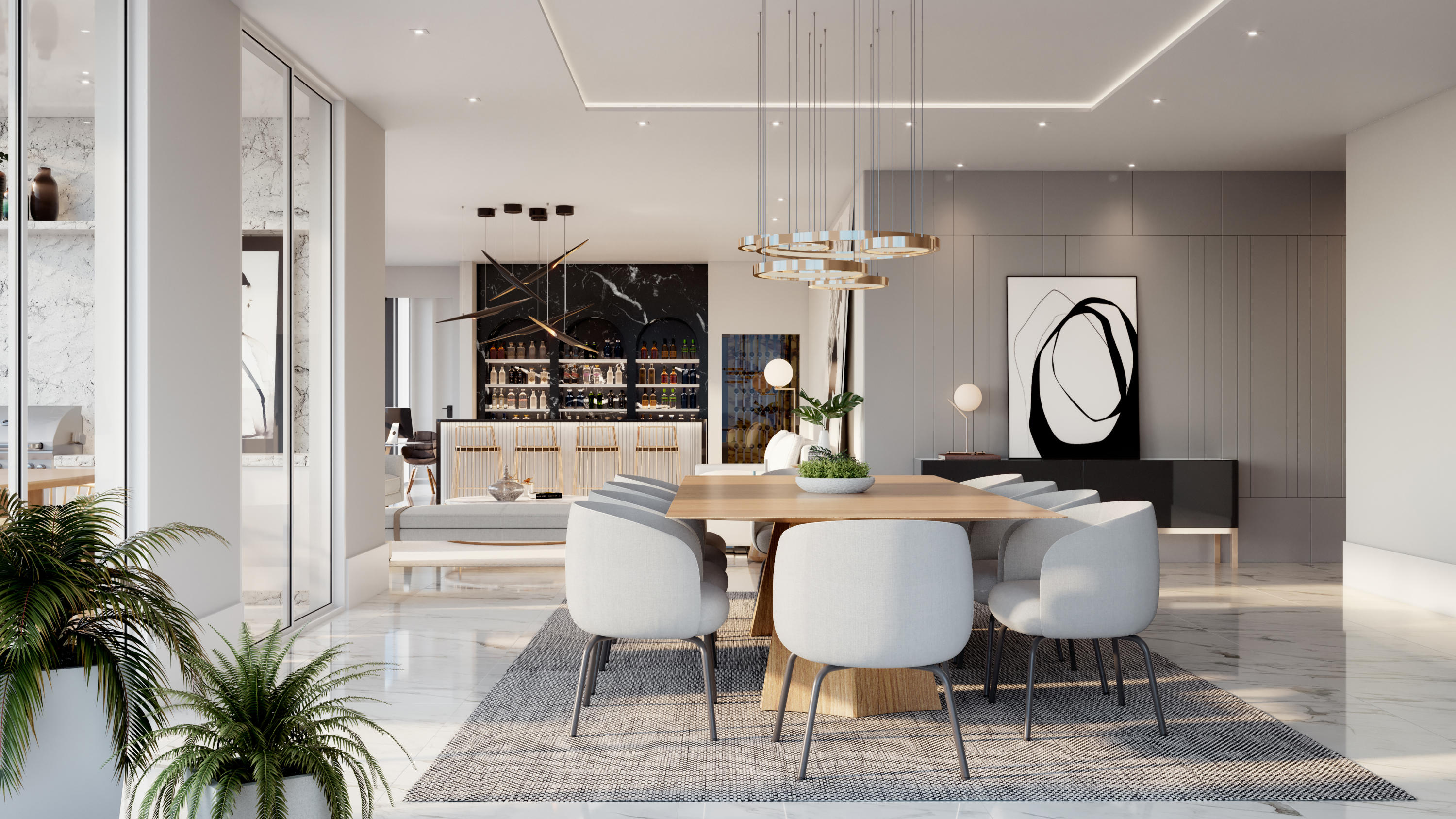 475 East Royal Palm Road, Unit PH Boca Raton, FL 33432 - Photo 2 of 13 a living room with furniture a chandelier and a painting on the wall