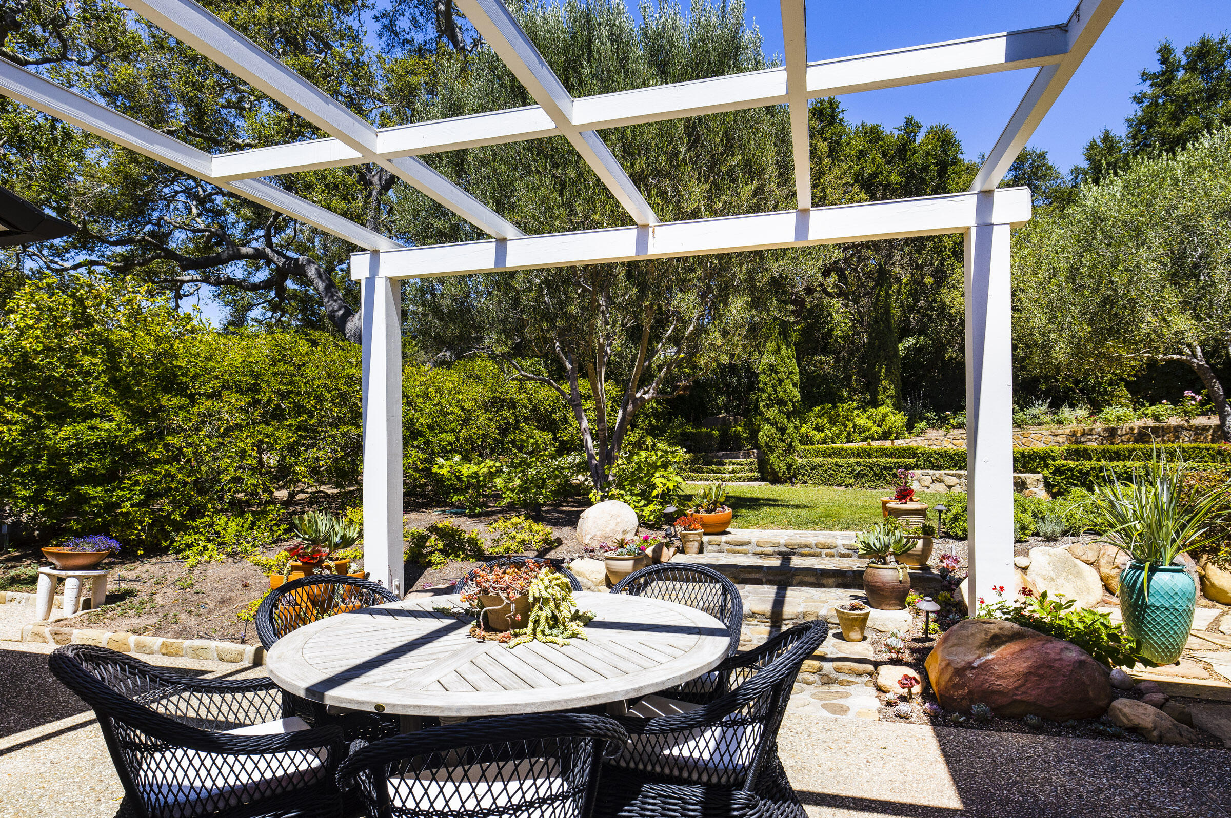800 Hot Springs Road Montecito, CA 93108 - Photo 17 of 22 a outdoor dining space with furniture and garden view