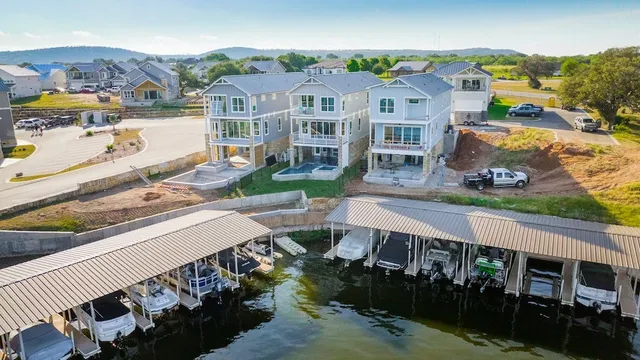 an aerial view of a house with balcony