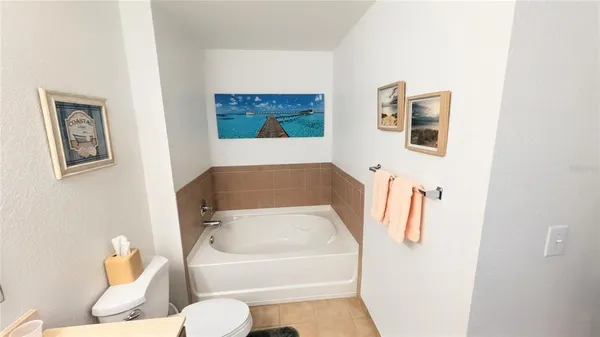 a bathroom with a toilet and a bathtub
