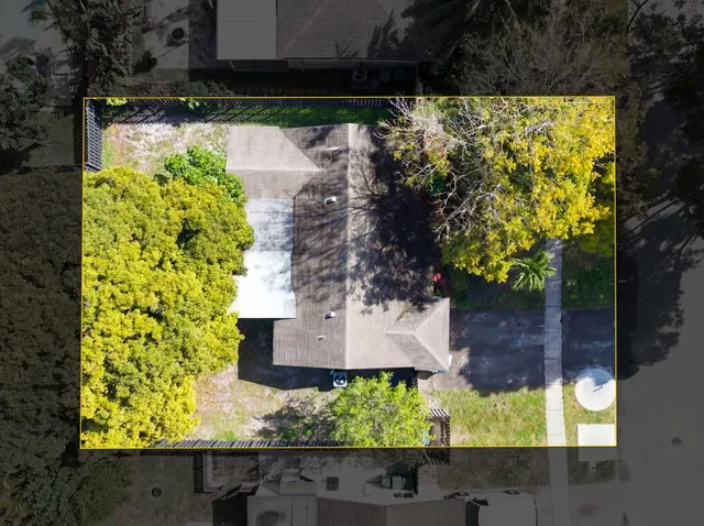 a view of a garden from a yard