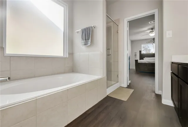 a view of a hallway with workspace