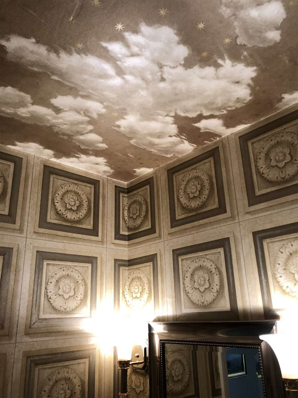 3907 Converse Drive Raleigh, NC 27609 - Photo 12 of 30 Don't miss the clouds and stars on the ceiling. Powder Room Ceiling