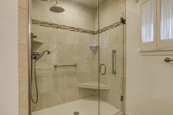 a bathroom with a shower