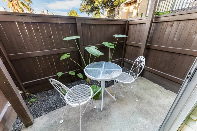 a view of an outdoor seating area