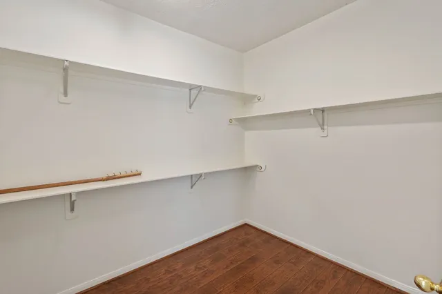 a view of an empty walk in closet