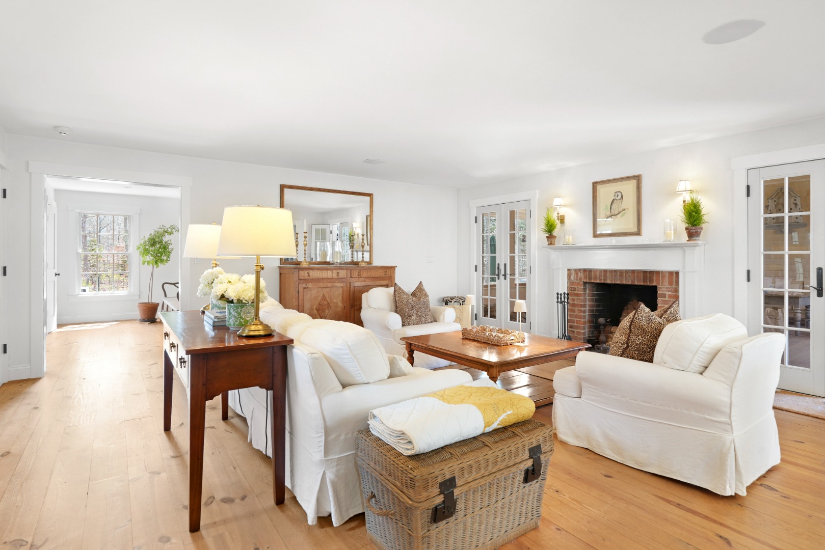 53 Stoney Hill Road West Tisbury, MA 02568 - Photo 6 of 51 a living room with furniture and a fireplace