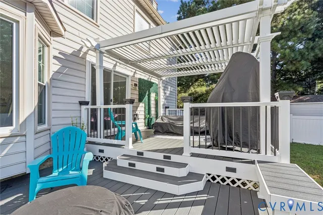 a view of a patio on the roof deck