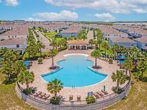 a view of a swimming pool with a patio
