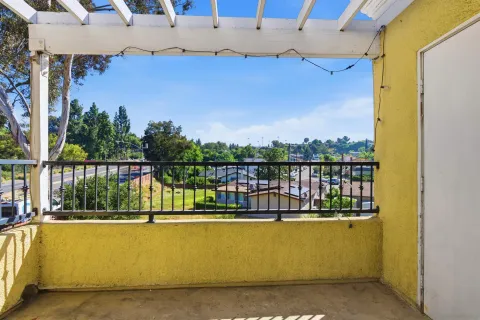 a view of a balcony with lake view