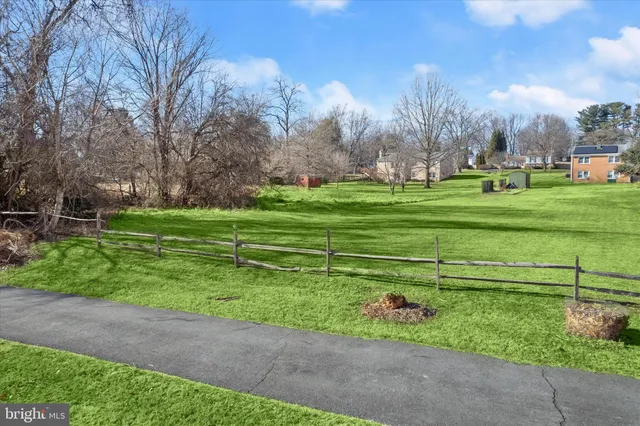 a grassy field with trees in the background