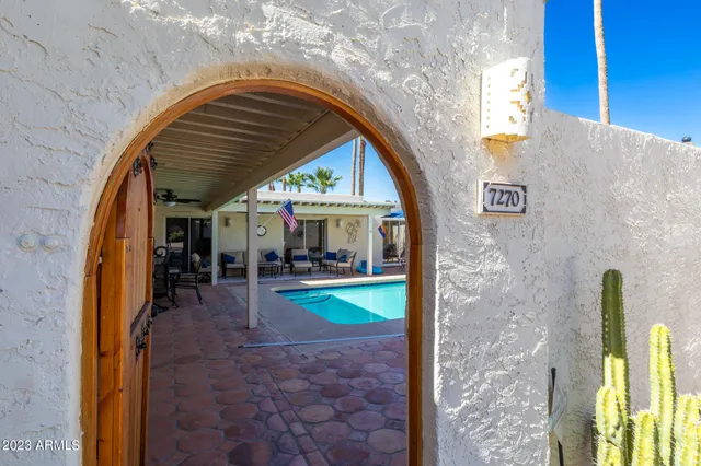 a view of porch with seating space