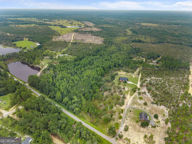 a view of a lake with a city