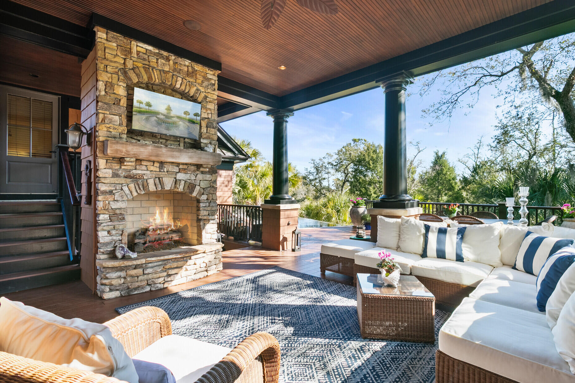 54 Watroo Point Charleston, SC 29492 - Photo 25 of 66 Outdoor Fireplace on Back Porch
