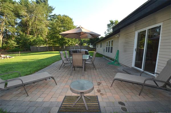 20 Clara Road Framingham, MA 01701 - Photo 24 of 28 a view of a patio with a dining table and chair under an umbrella
