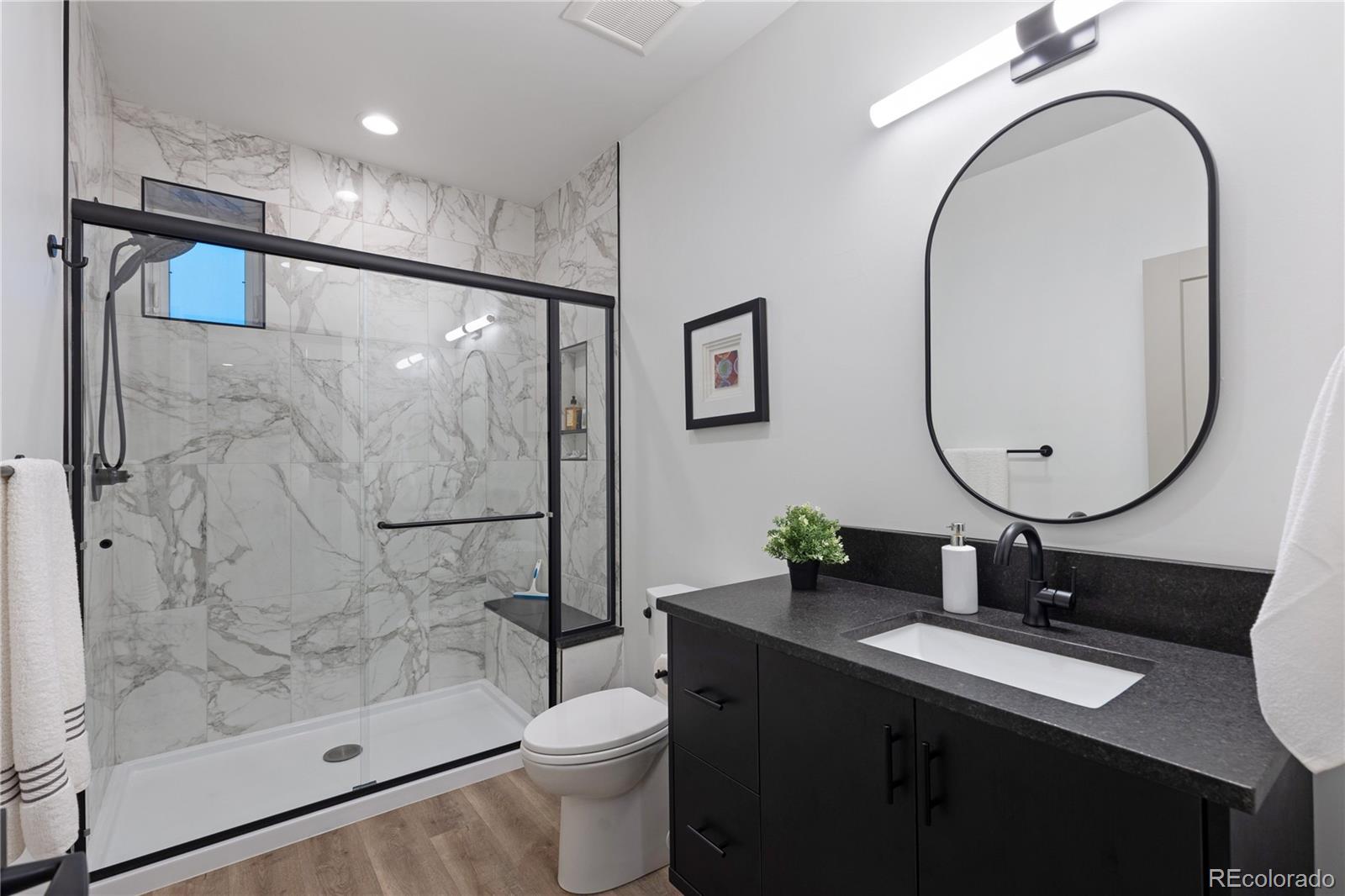 10689 Shadow Pines Road Parker, CO 80138 - Photo 46 of 50 a bathroom with a sink a toilet and shower