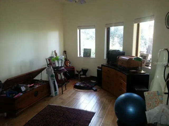 a view of a balcony with staircase