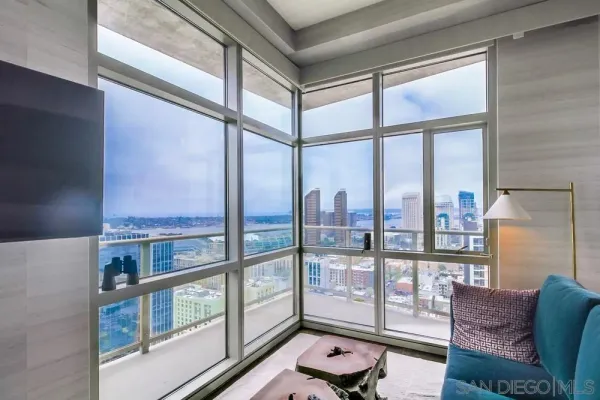 a view of a city from a balcony