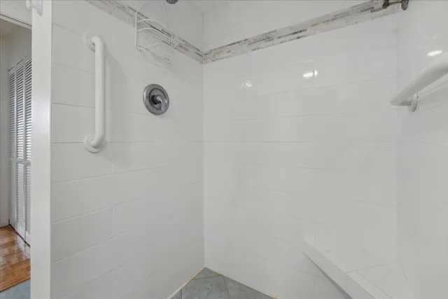 a bathroom with a shower