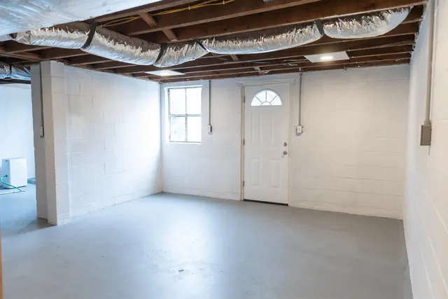 a large kitchen with cabinets