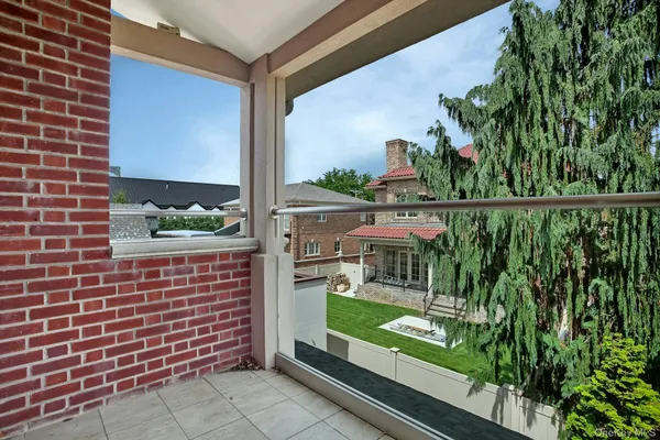 a balcony with street view