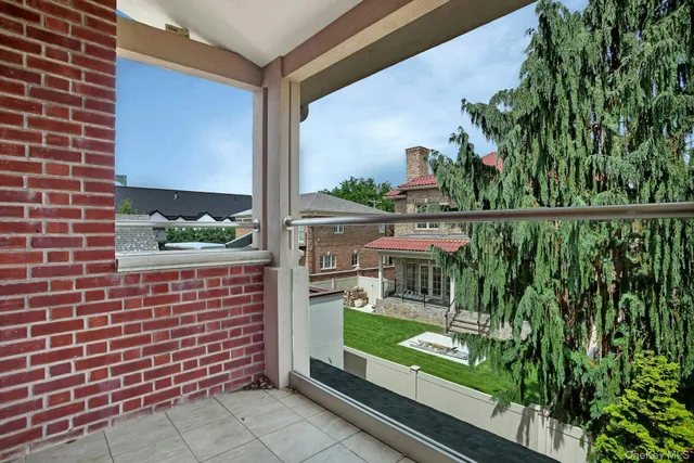 a balcony with street view
