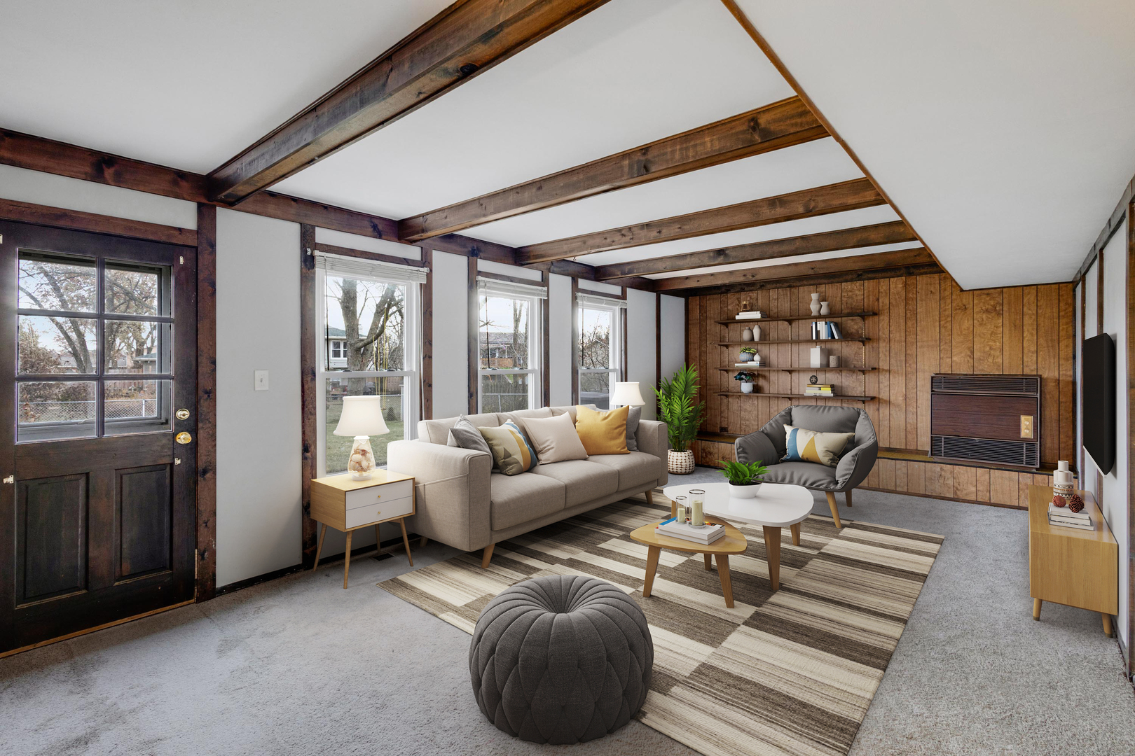 218 Downing Drive Bloomingdale, IL 60108 - Photo 6 of 16 a living room with furniture a fireplace and a large window