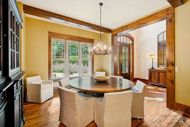 a living room with large window