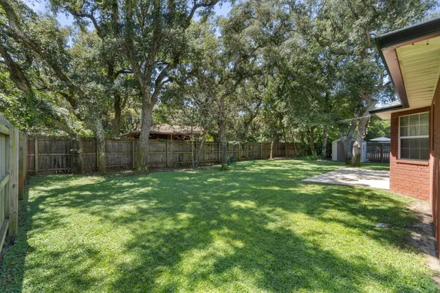 a view of a backyard with a trees