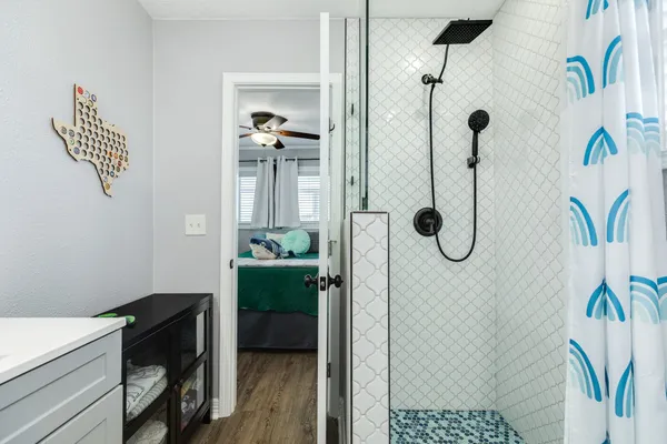 a bathroom with a shower