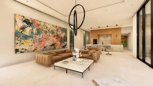 a living room with furniture a rug and a painting on the wall