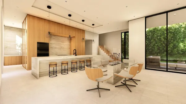 a living room with furniture