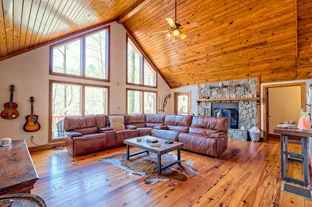 a view of a forest with trees