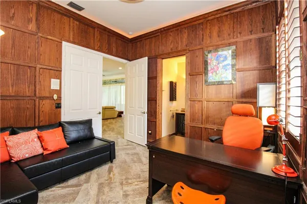 a living room with furniture