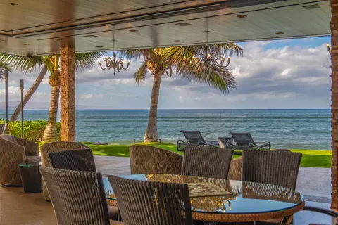a view of a ocean from a corridor