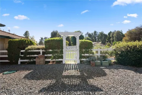 a view of a house with a big yard potted plants and large tree
