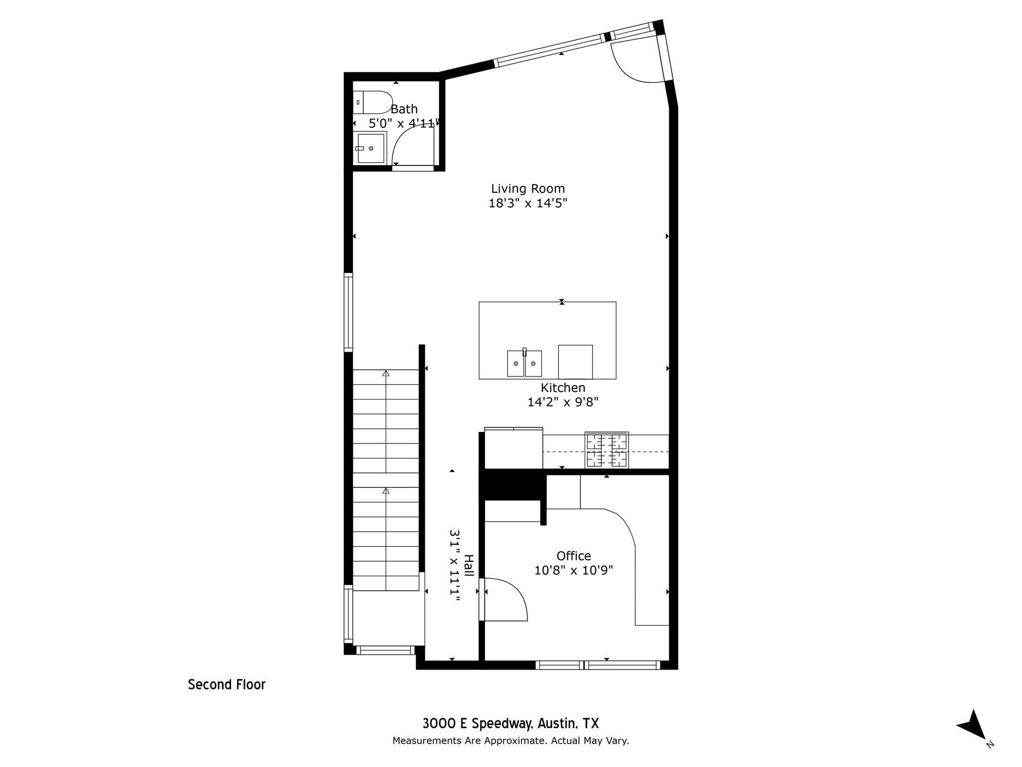 3000 Speedway Street, Unit E Austin, TX 78705 - Photo 15 of 16 A clear floor plan illustrates the thoughtful layout of this inviting second floor.