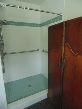 a bathroom with a shower