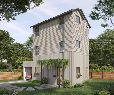 a view of a white house with a yard and plants
