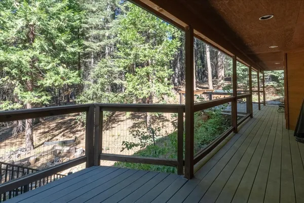 a view of a wooden deck