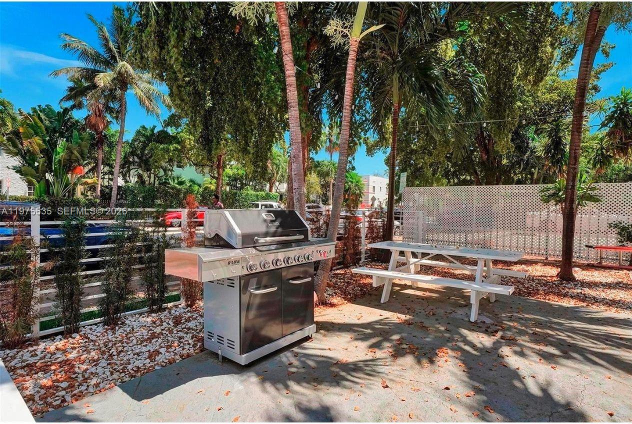 1000 7th Street Miami Beach, FL 33139 - Photo 22 of 36 a patio with a table and chairs and potted plants