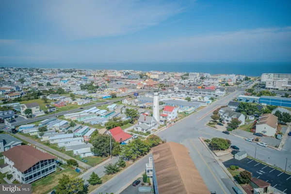 an aerial view of house with a swimming pool