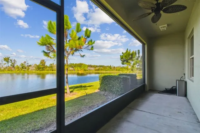 a view of a swimming pool with a lake