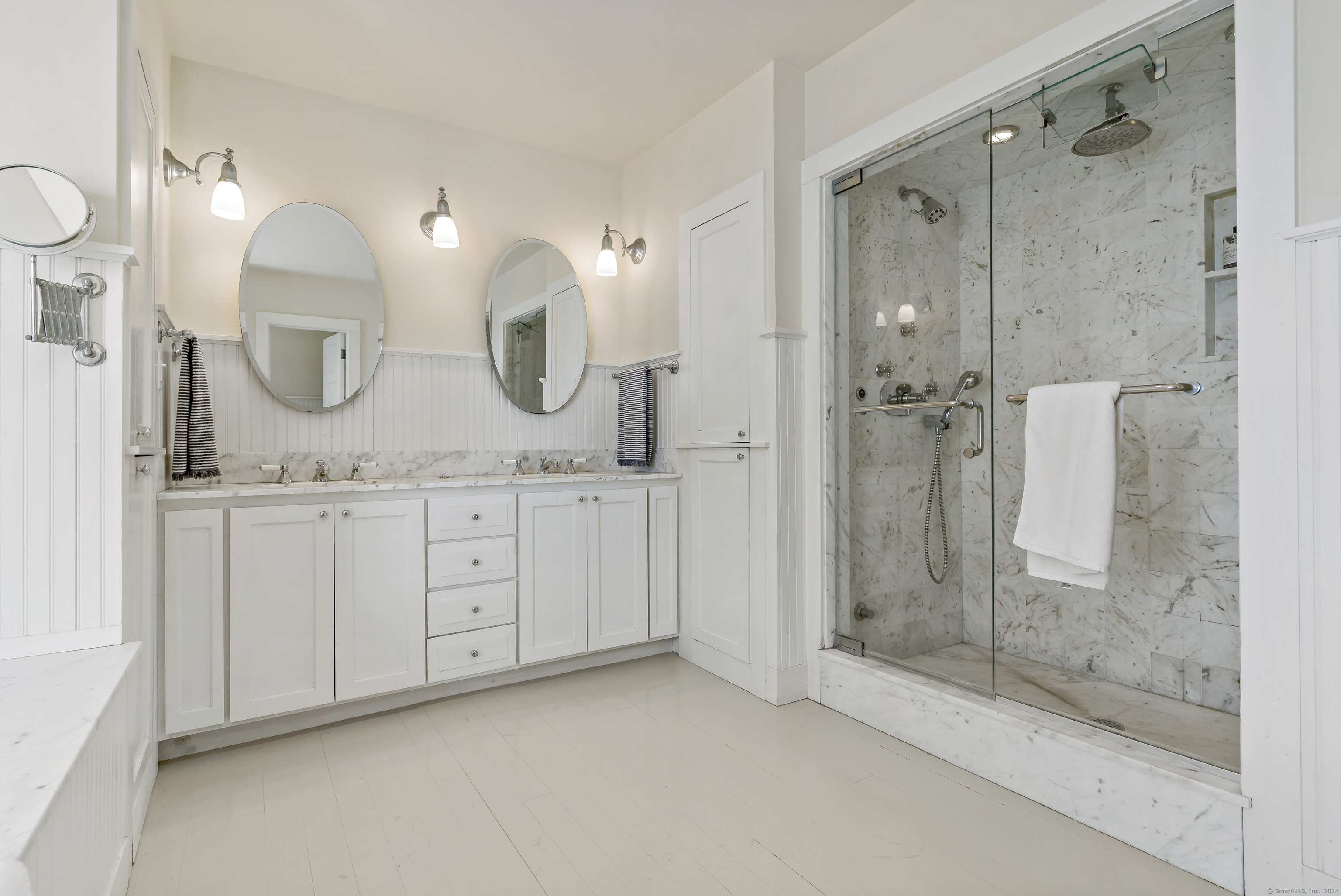 Potato Island Branford, CT 06405 - Photo 20 of 31 a spacious bathroom with a granite countertop sink mirror and shower