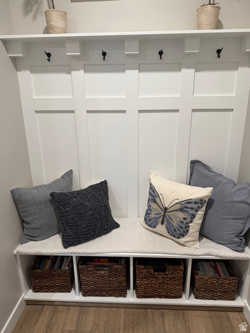 315 South Sherman Street Mapleton, UT 84664 - Photo 8 of 30 Built-in mudroom bench featuring white paneling, multiple coat hooks, an upper shelf, and integrated lower storage cubbies