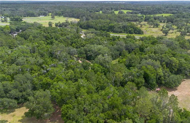 an aerial view of a houses with a yard