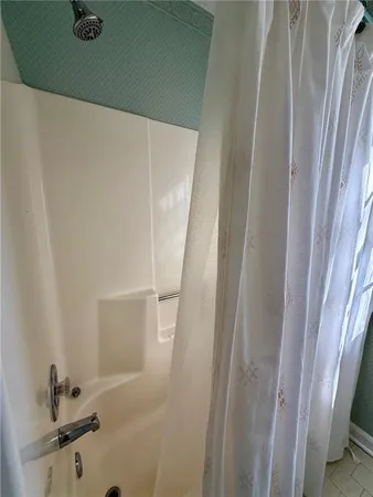 a bathroom with a bathtub