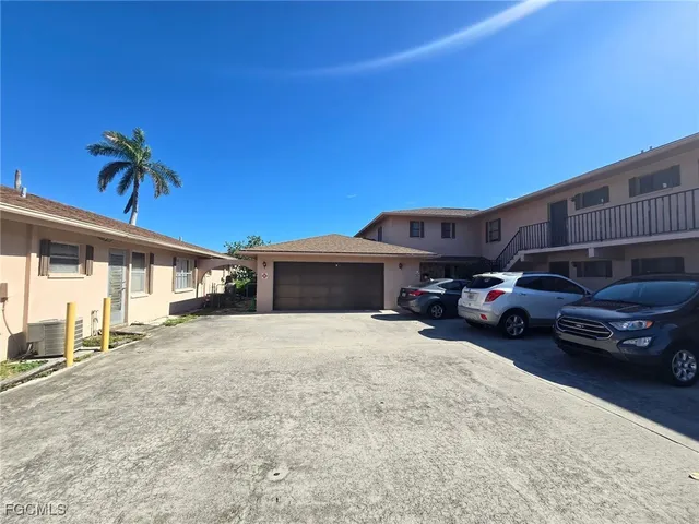 a view of a swimming pool with a garden